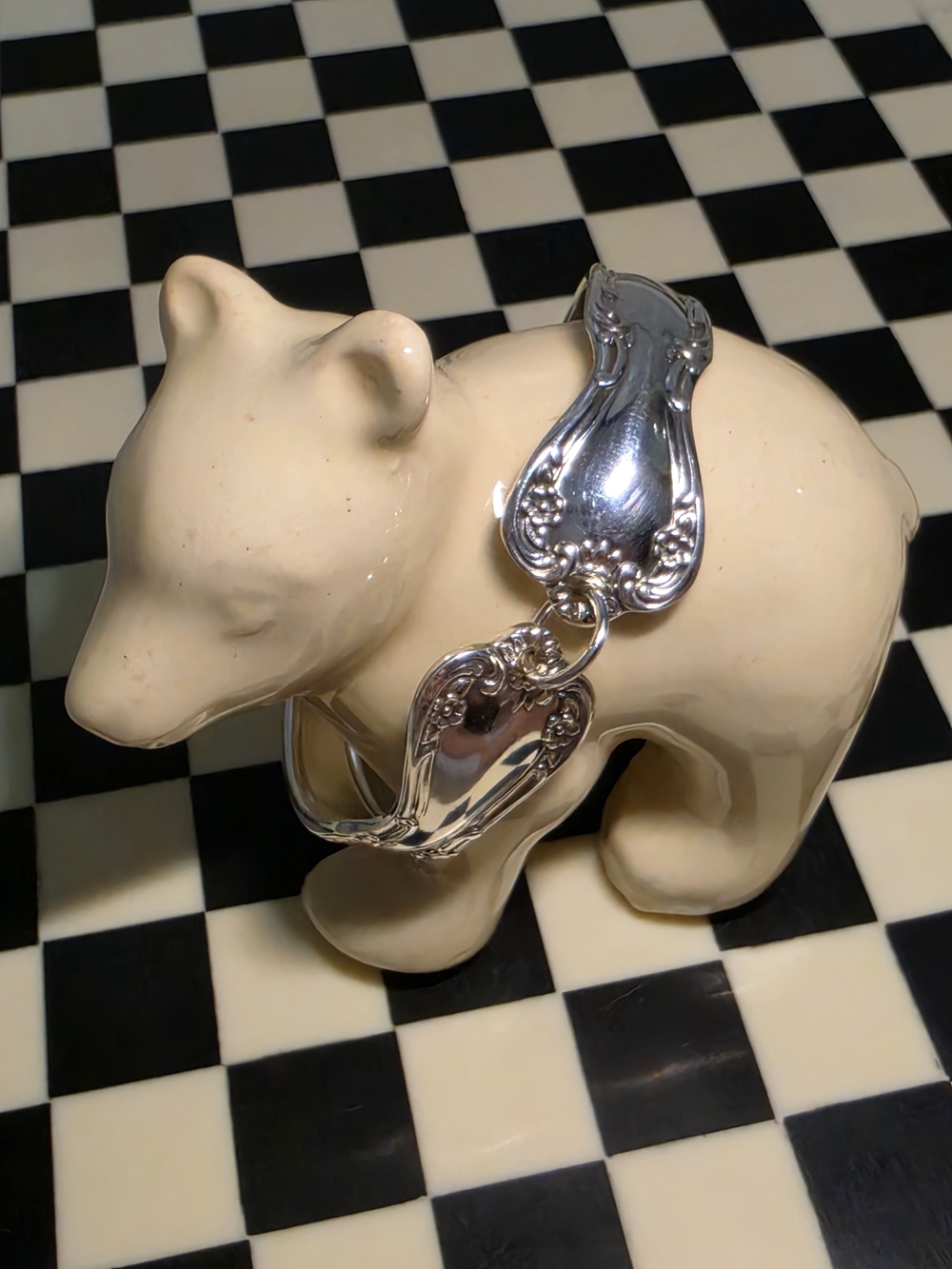 Silver Floral Spoon Ring Bracelet